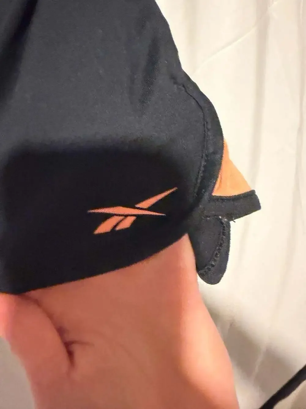 Reebok Women's Black and Orange Running Shorts, Size M